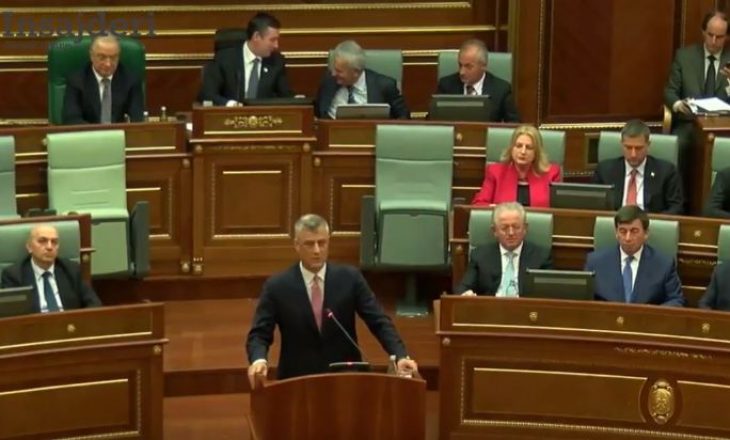 Thaçi flet si president – falënderon të gjithë përpos opozitës