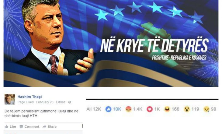 Thaçi në Facebook – pëlqime, zemërim dhe përqeshje