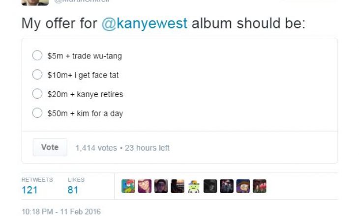 Martin Shkreli provokon Kanye West dhe Kim Kardashian