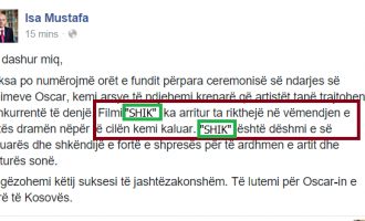 Isa Mustafa ia huq përsëri: Në vend të filmit “SHOK” shkruan “SHIK”