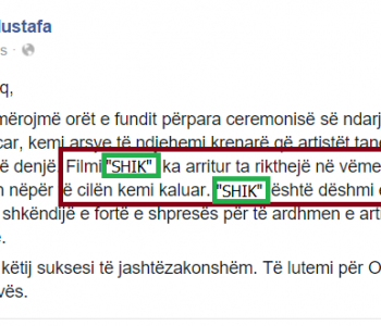 Isa Mustafa ia huq përsëri: Në vend të filmit “SHOK” shkruan “SHIK”