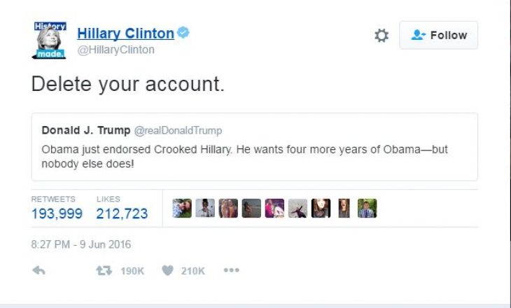 Gara mes Clinton dhe Trump nisë egër në Twitter