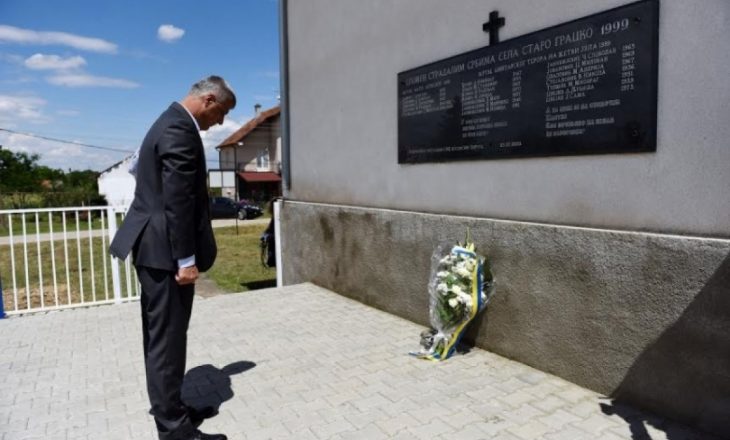 Presidenti Thaçi dënon dëmtimin e pllakës përkujtimore në Grackë