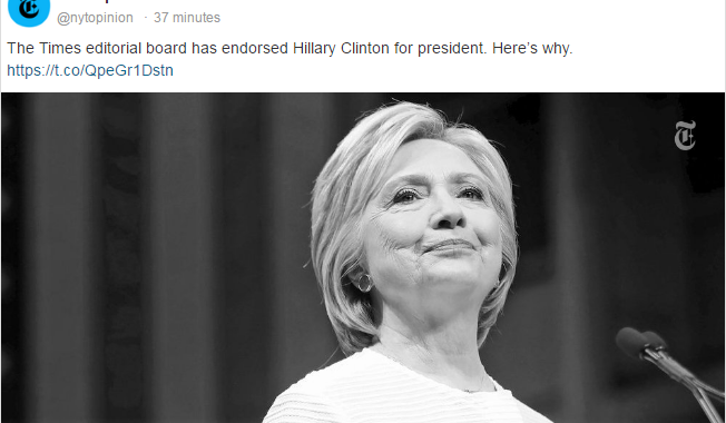 New York Times mbështet Hillary Clinton për presidente