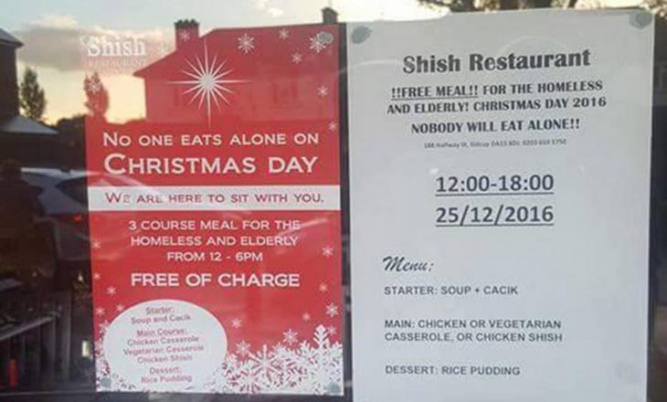 Pronari mysliman i një restoranti në Londër, ushqim falas për Krishtlindje