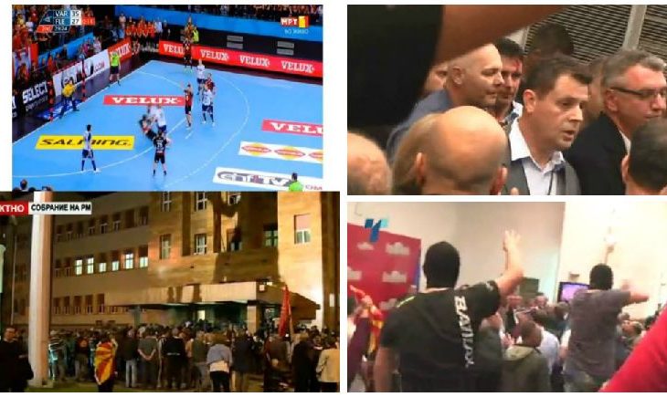 Parlamenti përgjaket – televizioni publik maqedonas transmeton hendboll