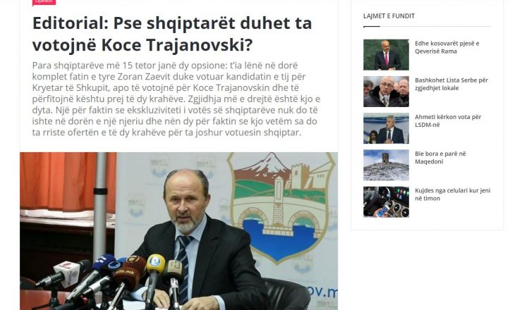 Një portal shqip bën thirrje që të votohet kandidati i VMRO-së për kryetar të Shkupit