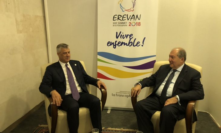 Presidenti Thaçi takoi homologun e tij armen