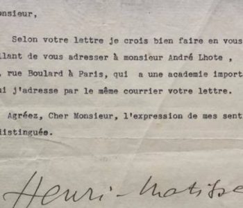 Letërkëmbimi i Henri Matisse me Sadik Kacelin