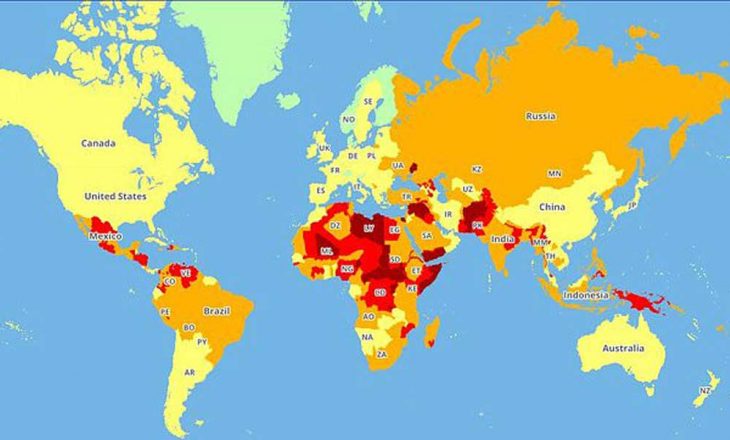 Harta: Kush janë vendet më të rrezikshme në botë?