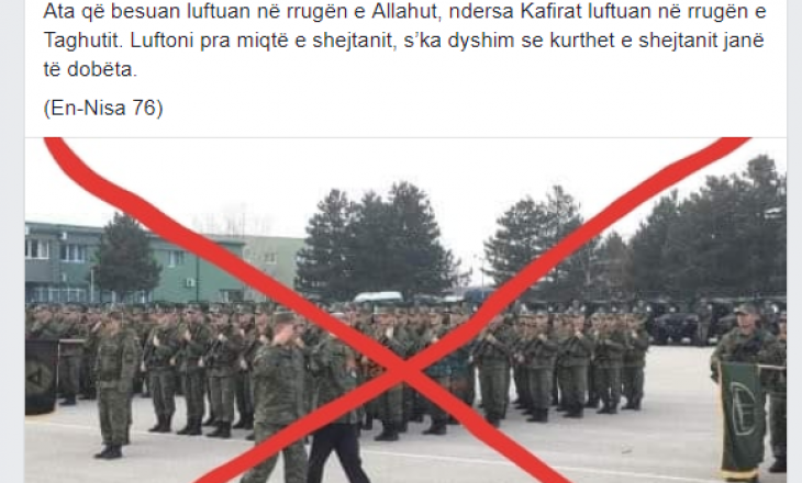Faqja islame në Facebook: Luftojeni Ushtrinë e Kosovës, janë miq të shejtanit