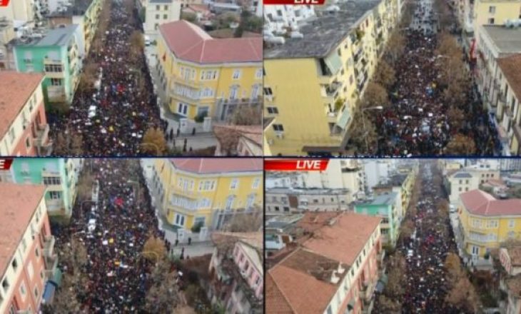 Pamje nga droni, mijëra studentë protestojnë në Tiranë