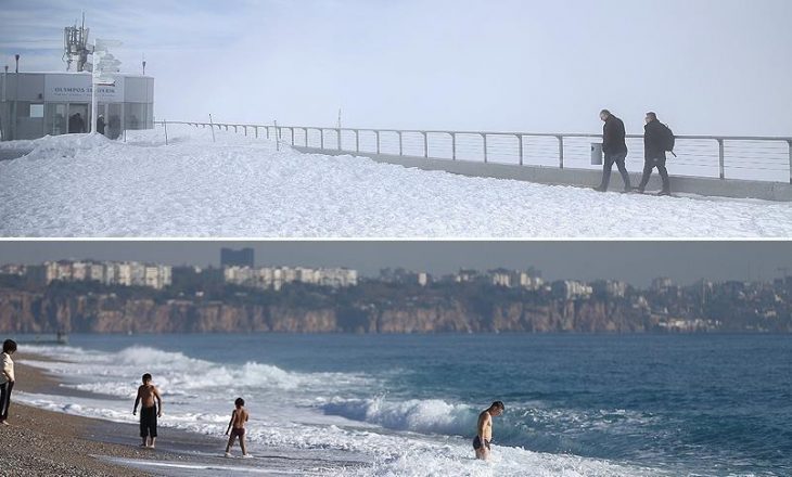 Në Turqi turistët mund ta shijojnë detin dhe borën në të njëjtën ditë