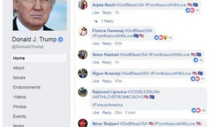 Pas Mogherinit, shqiptarët “bombardojnë” me komente edhe te profili i Trumpit