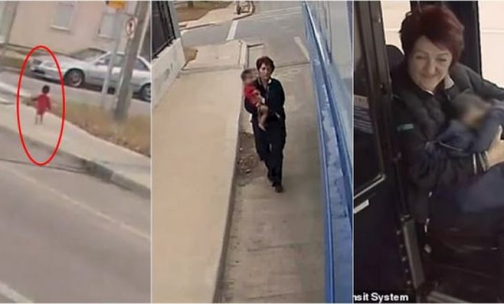 Shoferja e autobusit shpëton fëmijën 1-vjeçar në rrugë