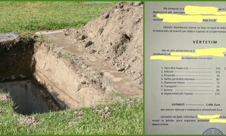 Çmimet astronomike të varrimit në Pejë – BIK-u faturon 350 euro vetëm hapjen e varrit