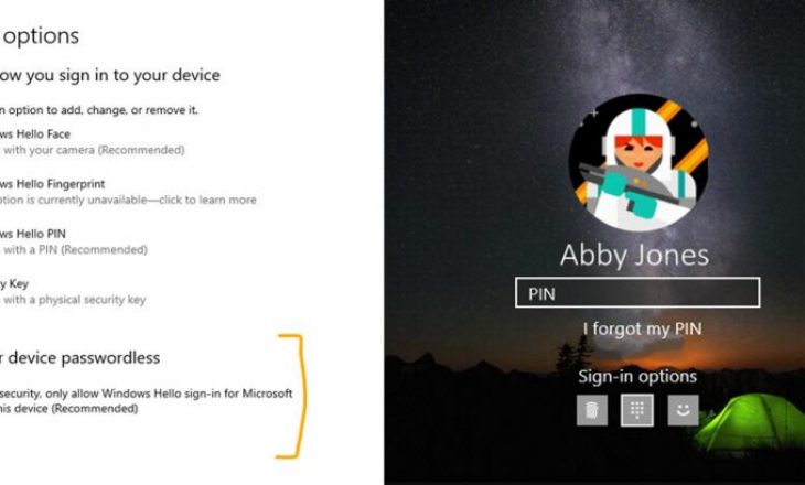 Lamtumirë fjalëkalimeve në Windows 10