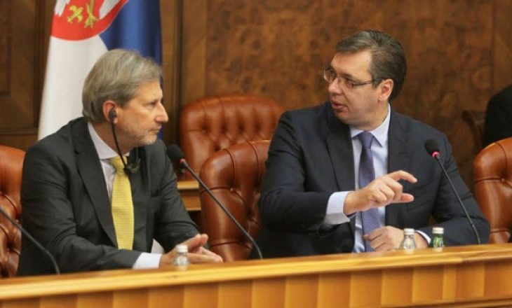 Vuçiq dhe Hahn diskutojnë për dialogun Prishtinë-Beograd