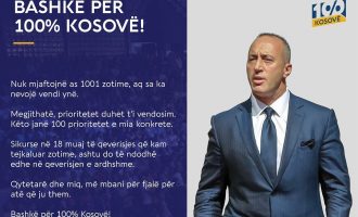 Haradinaj i vendosur për 100% shtet