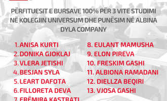 Lista përfundimtare e studentëve nga Gjakova dhe Prishtina përfitues të BURSAVE dhe PUNËSIMIT nga Kolegji Universum dhe kompania Albina Dyla
