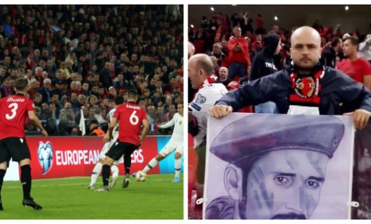 Tifozi nga Kosova shfaqi heroin Agim Ramadani në ndeshjen Shqipëri – Francë