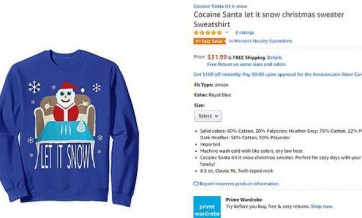 Bluza me “Babadimrin duke thithur kokainë”, produkti më i shitur në Amazon