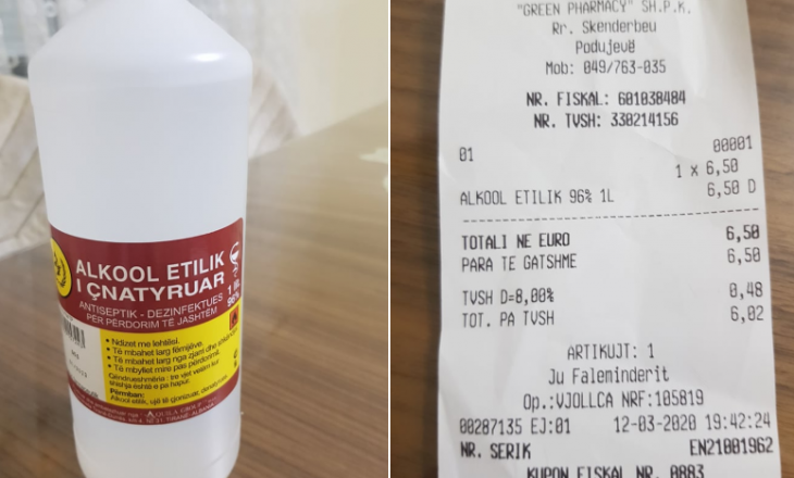 Rritja e çmimeve – “Green Pharmacy” në Podujeve shet 6.50 euro alkoolin