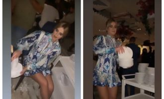 Kejvina Kthella përplas e thyen pjata në Dubai