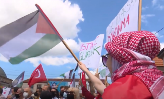 Protesta në Shkup në mbështetje të Palestinës