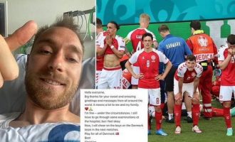 Eriksen poston dhe buzëqesh nga spitali, tregon për gjendjen e tij