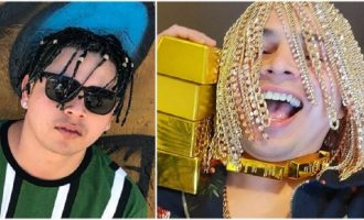 Reperi i njohur operon kokën, në vend të flokëve vendos zinxhirë floriri me diamante